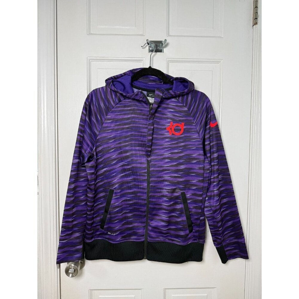 Nike Dri-Fit Kevin Durant Stiped Puple Full Zip Youth XL Hoodie - EUC